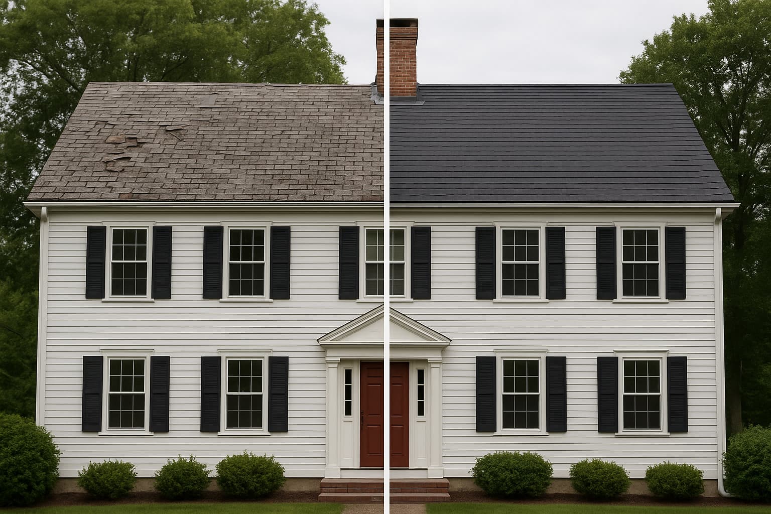 Roof before and after replacement