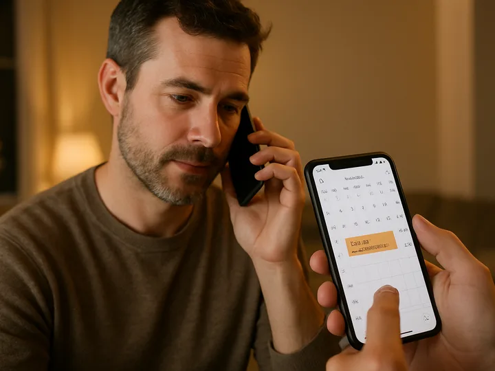 Homeowner scheduling a roof inspection by phone