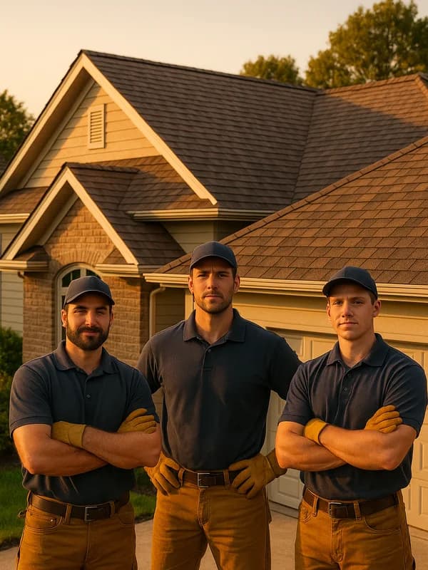 Roofing Doctors team in front of completed roof installation